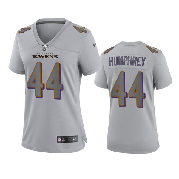 Women's Baltimore Ravens #44 Marlon Humphrey Gray Atmosphere Fashion Game Jersey