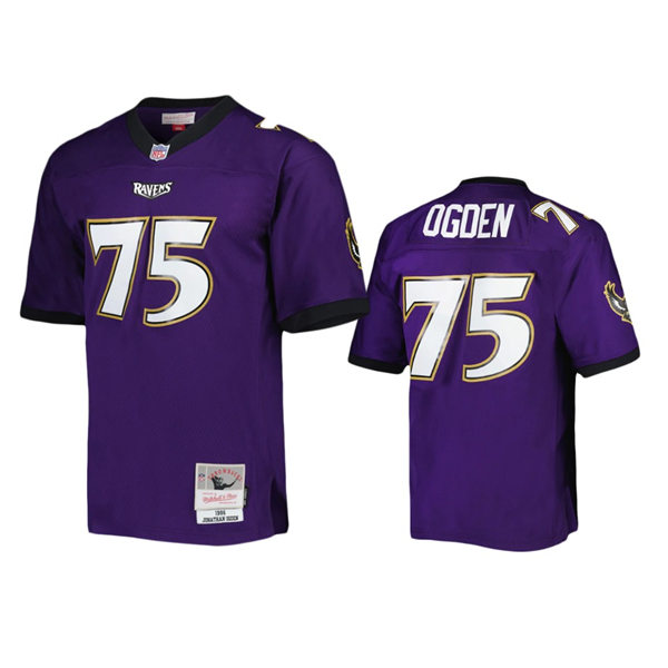 Mens Baltimore Ravens #75 Jonathan Ogden Purple 1996 Legacy Throwback Jersey