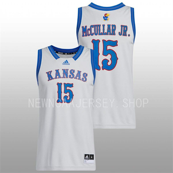 Mens Youth Kansas Jayhawks #15 Kevin McCullar 2022-23 Grey HEARTLAND PHOG Basketball Limited Jersey