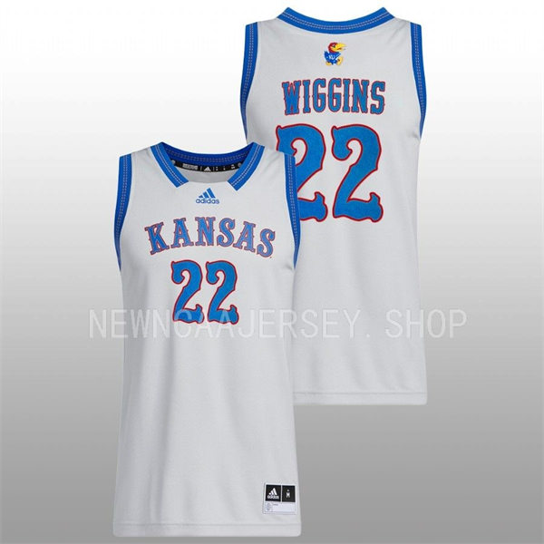 Mens Youth Kansas Jayhawks #22 Andrew Wiggins 2022-23 Grey HEARTLAND PHOG Basketball Limited Jersey