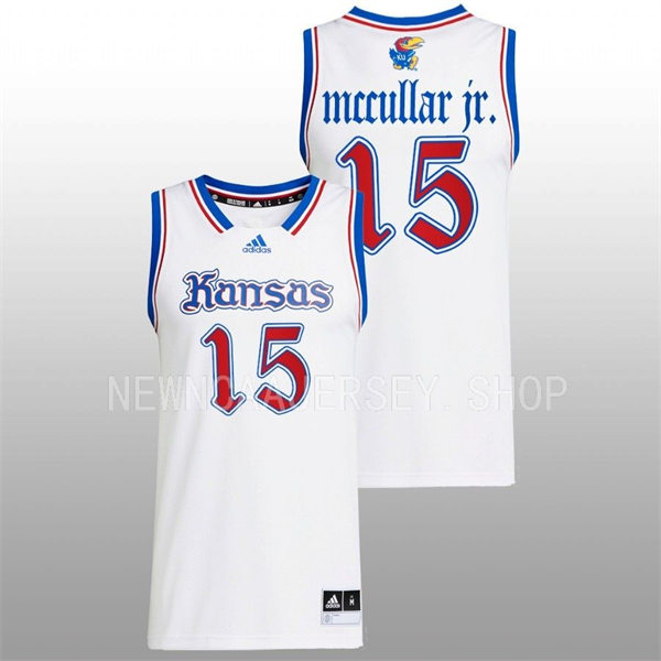 Mens Youth Kansas Jayhawks #15 Kevin McCullar 2022-23 White THE PHOG Basketball Limited Jersey