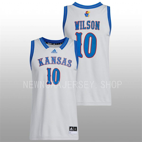 Mens Youth Kansas Jayhawks #10 Jalen Wilson 2022-23 Grey HEARTLAND PHOG Basketball Limited Jersey