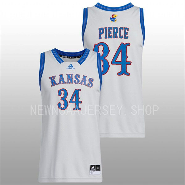 Mens Youth Kansas Jayhawks #34 Paul Pierce 2022-23 Grey HEARTLAND PHOG Basketball Limited Jersey