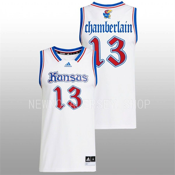 Mens Youth Kansas Jayhawks #13 Wilt Chamberlain 2022-23 White THE PHOG Basketball Limited Jersey