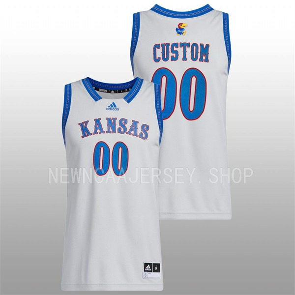Mens Youth Kansas Jayhawks Custom Adidas 2022-23 Grey HEARTLAND PHOG Basketball Limited Jersey