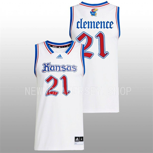 Mens Youth Kansas Jayhawks #21 Zach Clemence 2022-23 White THE PHOG Basketball Limited Jersey