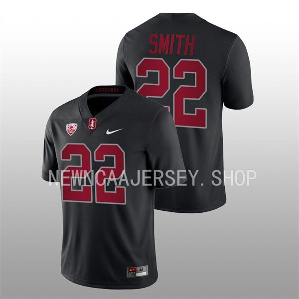 Men's Youth Stanford Cardinal #22 E. J. Smith 2022 Black College Football Game Jersey