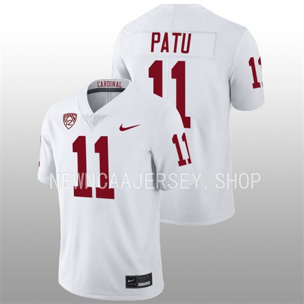 Men's Youth Stanford Cardinal #11 Ari Patu 2022 White College Football Game Jersey