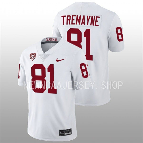 Men's Youth Stanford Cardinal #81 Brycen Tremayne 2022 White College Football Game Jersey