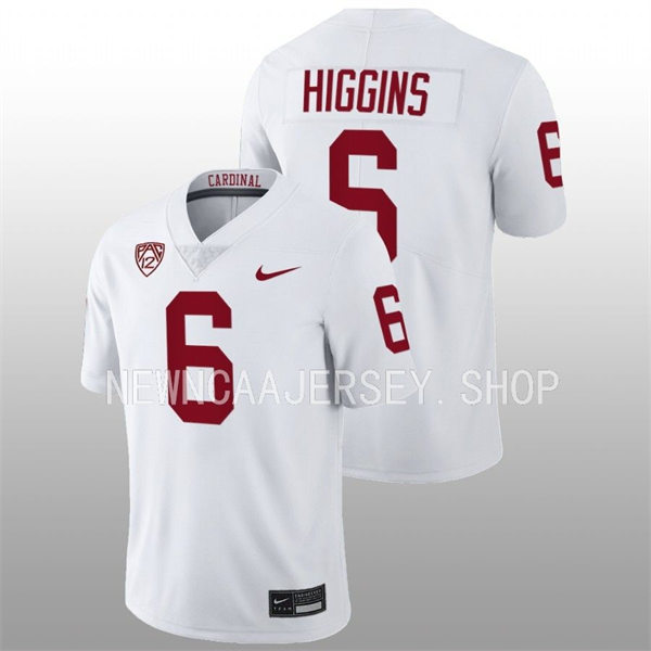 Men's Youth Stanford Cardinal #6 Elijah Higgins 2022 White College Football Game Jersey