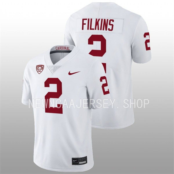 Men's Youth Stanford Cardinal #2 Casey Filkins 2022 White College Football Game Jersey
