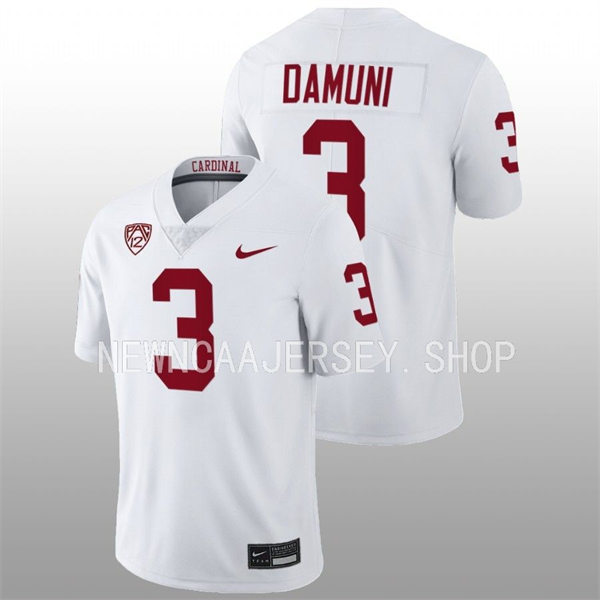 Men's Youth Stanford Cardinal #3 Levani Damuni 2022 White College Football Game Jersey