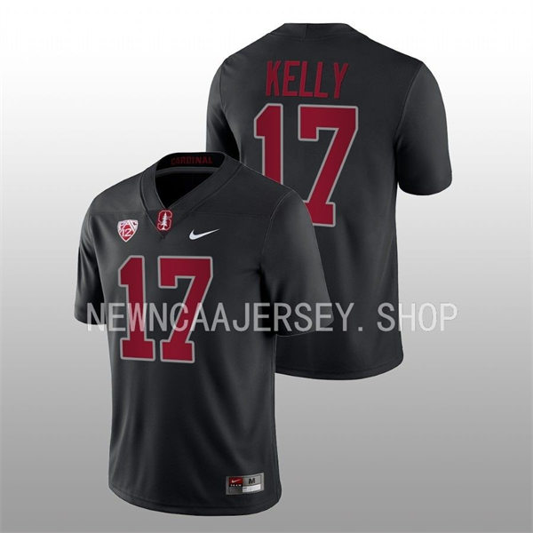 Men's Youth Stanford Cardinal #17 Kyu Blu Kelly 2022 Black College Football Game Jersey
