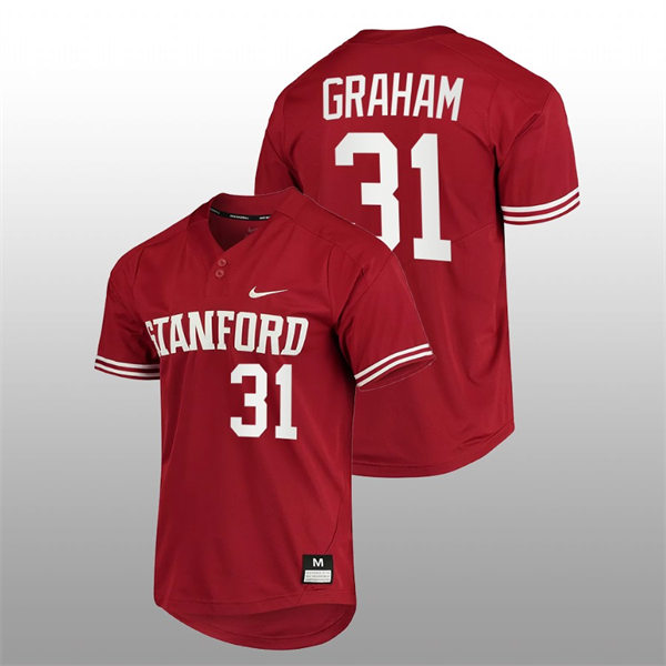 Mens Youth Stanford Cardinal #31 Carter Graham College Baseball 2022 PAC-12 Conference Tournament Cardinal Jersey
