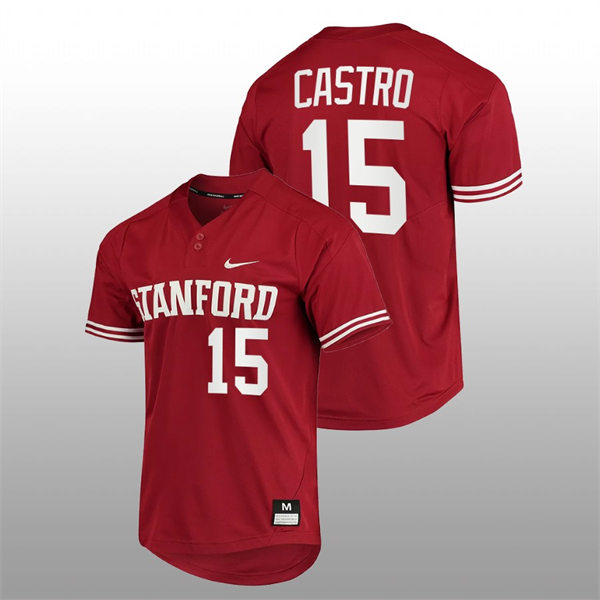 Mens Youth Stanford Cardinal #15 Jason Castro College Baseball 2022 PAC-12 Conference Tournament Cardinal Jersey 
