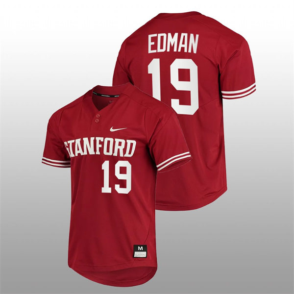 Mens Youth Stanford Cardinal #19 Tommy Edman College Baseball 2022 PAC-12 Conference Tournament Cardinal Jersey 