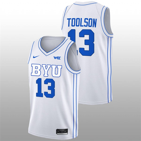 Men's Youth BYU Cougars #13 Tanner Toolson 2022-23 White College Basketball Game Jersey