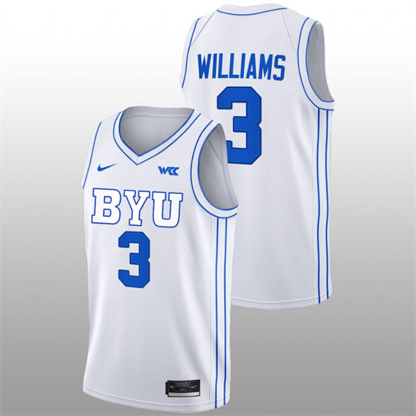 Men's Youth BYU Cougars #3 Rudi Williams 2022-23 White College Basketball Game Jersey