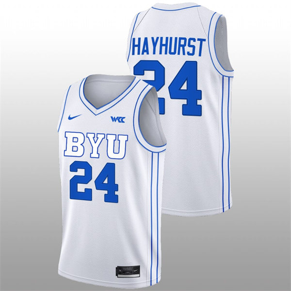 Men's Youth BYU Cougars #24 Tanner Hayhurst 2022-23 White College Basketball Game Jersey