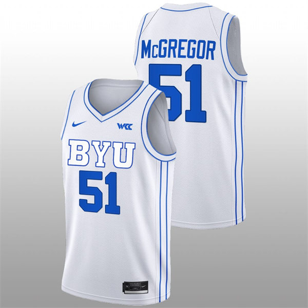 Men's Youth BYU Cougars #51 Jared McGregor 2022-23 White College Basketball Game Jersey