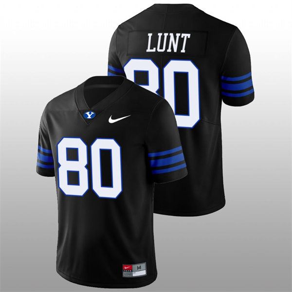 Men's Youth BYU Cougars #80 Lane Lunt BYU Cougars 2022 Shamrock Series Black Football #80 Jersey