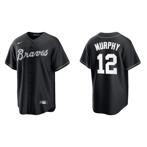 Men's Atlanta Braves #12 Sean Murphy Nike Black White Collection Jersey