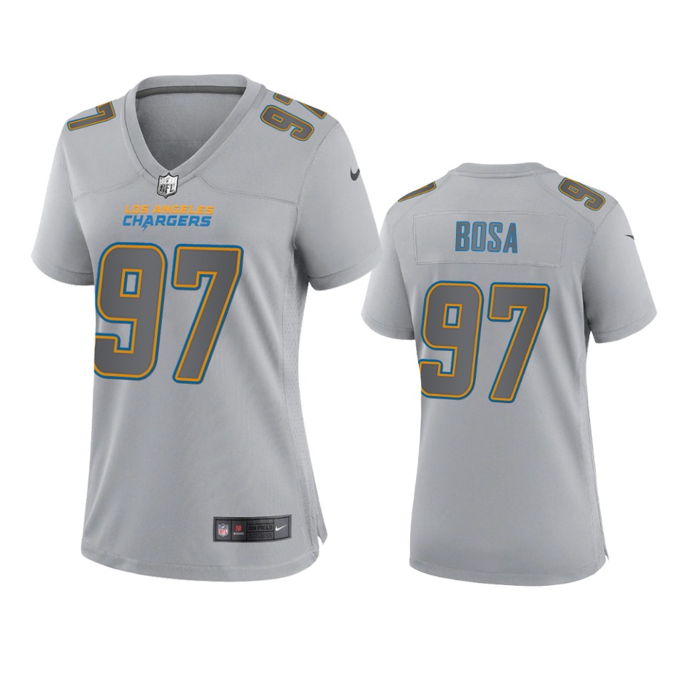 Women's Los Angeles Chargers #97 Joey Bosa Gray Atmosphere Fashion Game Jersey