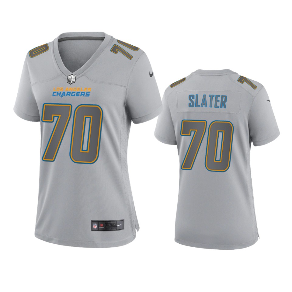 Women's Los Angeles Chargers #70 Rashawn Slater Gray Atmosphere Fashion Game Jersey