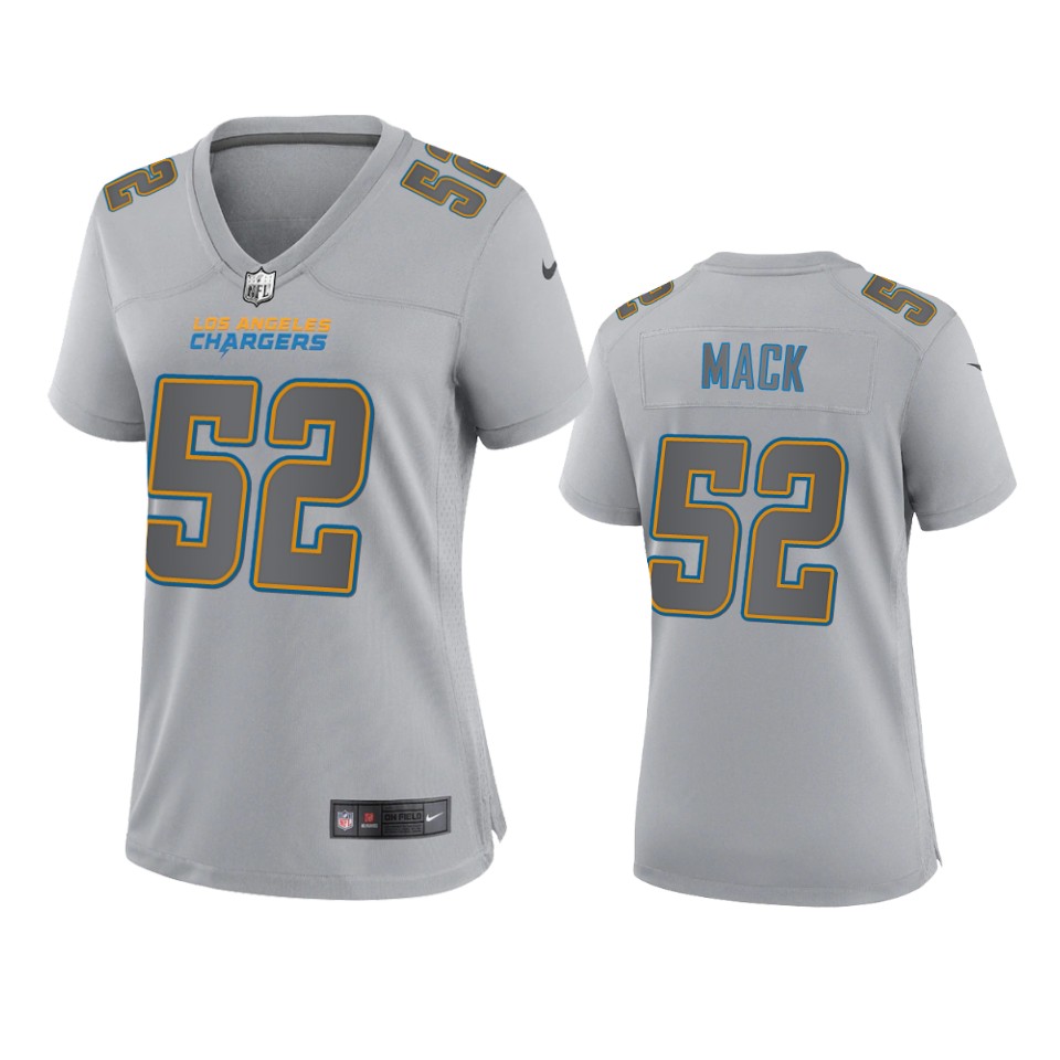 Women's Los Angeles Chargers #52 Khalil Mack Gray Atmosphere Fashion Game Jersey