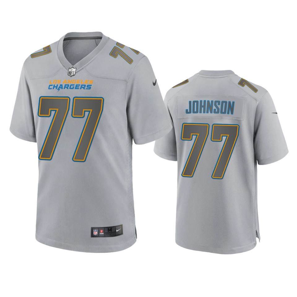 Mens Los Angeles Chargers #77 Zion Johnson Gray Atmosphere Fashion Game Jersey