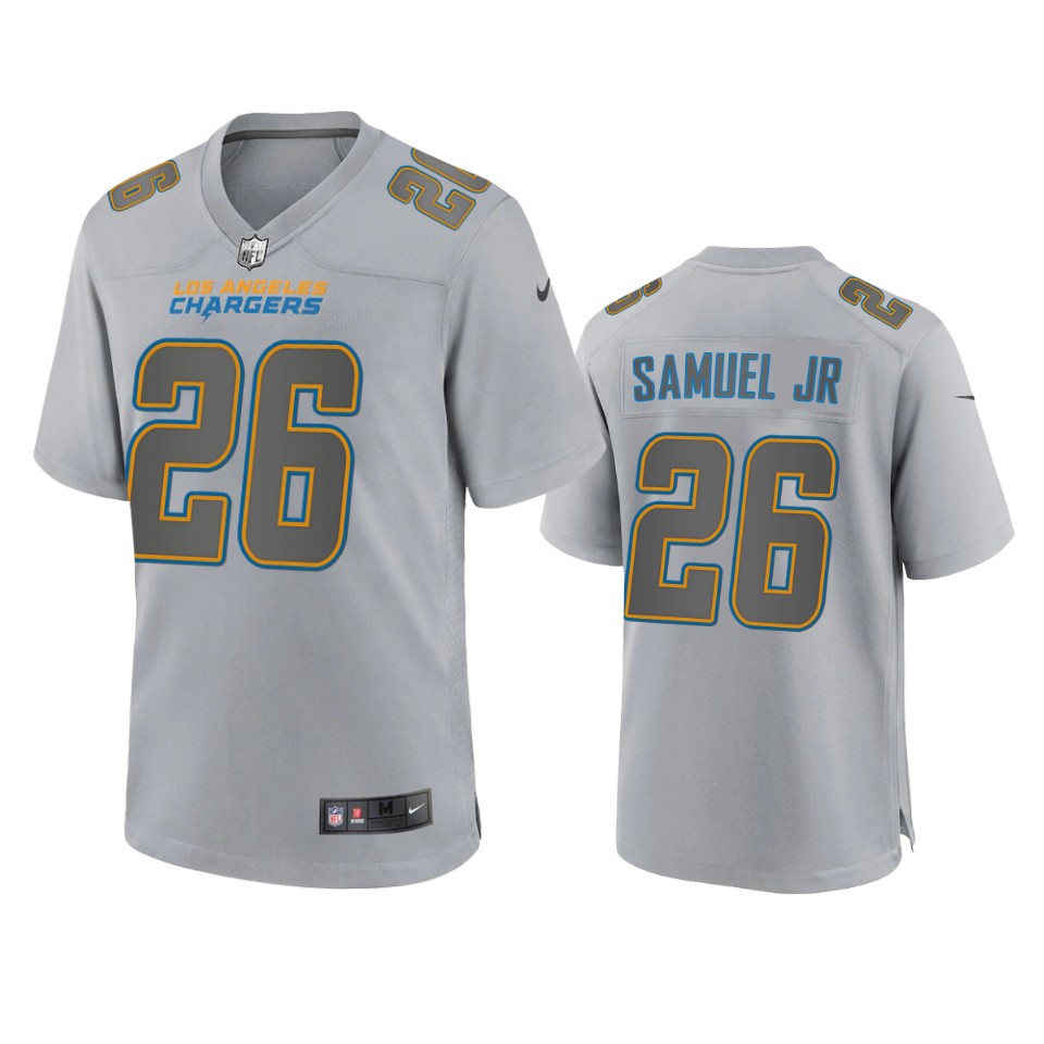 Mens Los Angeles Chargers #26 Asante Samuel Jr. Gray Atmosphere Fashion Game Jersey