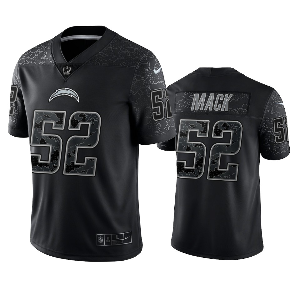 Mens Los Angeles Chargers #52 Khalil Mack Black Reflective Limited Jersey
