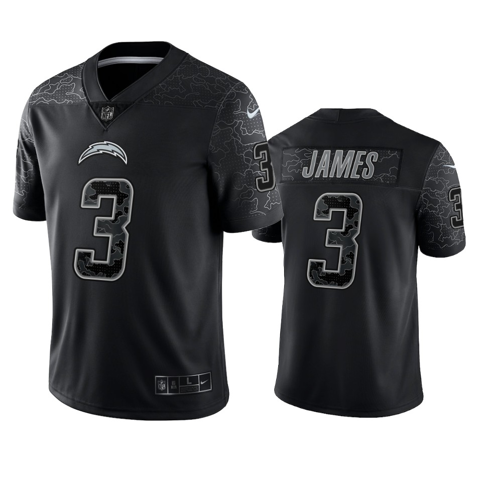 Mens Los Angeles Chargers #3 Derwin James Black Reflective Limited Jersey