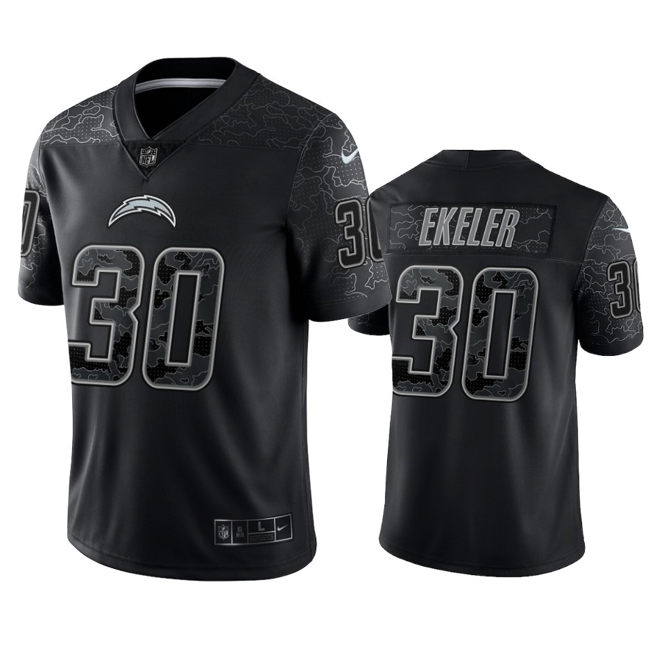 Mens Los Angeles Chargers #30 Austin Ekeler Black Reflective Limited Jersey