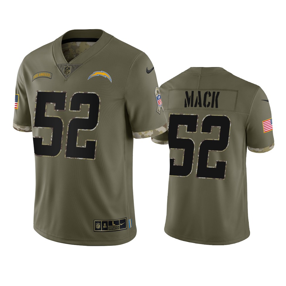 Mens Los Angeles Chargers #52 Khalil Mack Olive 2022 Salute To Service Jersey