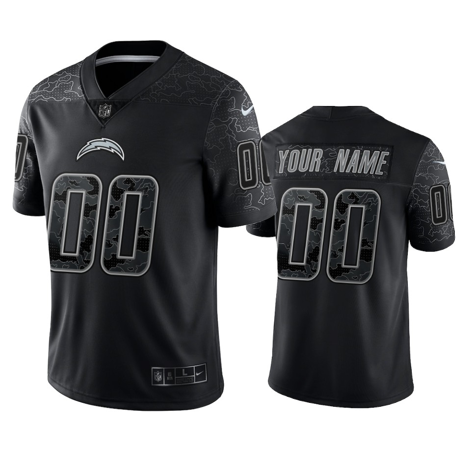 Mens Youth Los Angeles Chargers Custom Black Reflective Limited Jersey
