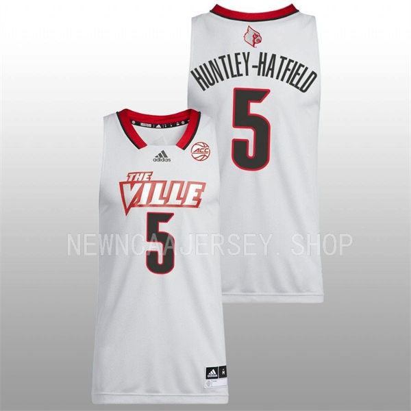 Mens Youth Louisville Cardinals #5 Brandon Huntley-Hatfield Light Grey 2022-23 Basketball THE VILLE Jersey