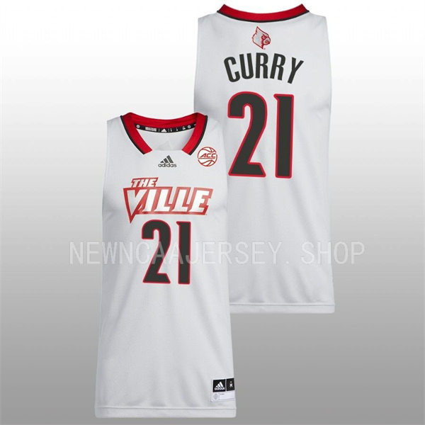 Mens Youth Louisville Cardinals #21 Sydney Curry Light Grey 2022-23 Basketball THE VILLE Jersey