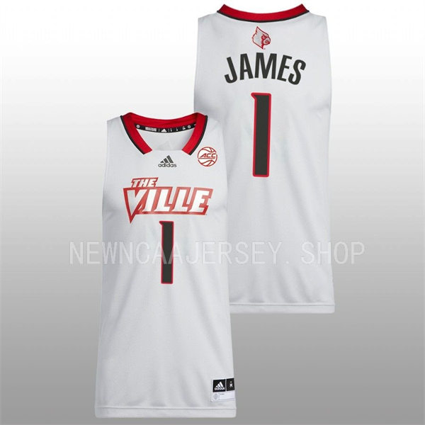 Mens Youth Louisville Cardinals #1 Mike James Light Grey 2022-23 Basketball THE VILLE Jersey