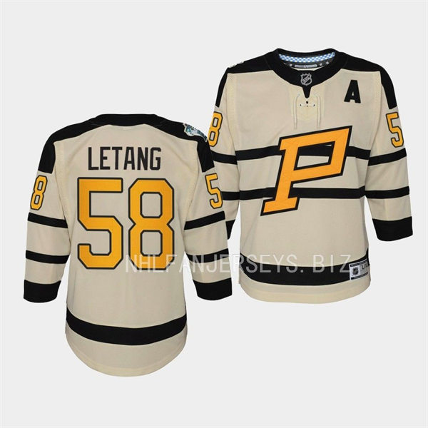 Youth Pittsburgh Penguins #58 Kris Letang Cream 2023 Winter Classic Jersey