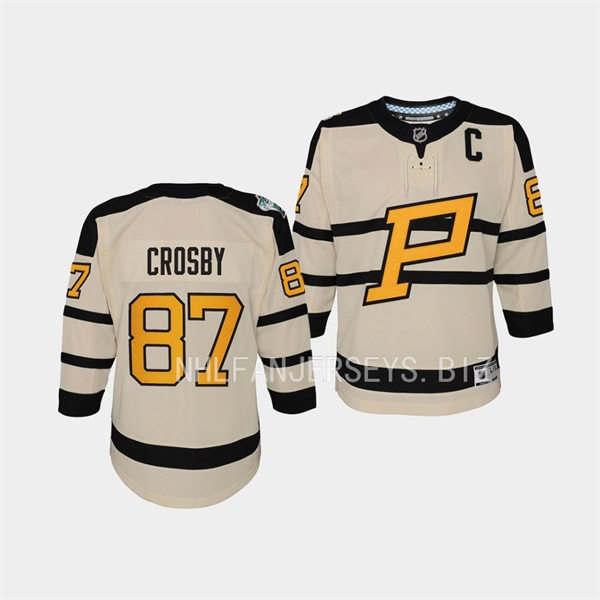 Youth Pittsburgh Penguins #87 Sidney Crosby Cream 2023 Winter Classic Jersey