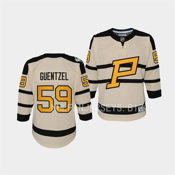 Youth Pittsburgh Penguins #59 Jake Guentzel Cream 2023 Winter Classic Jersey