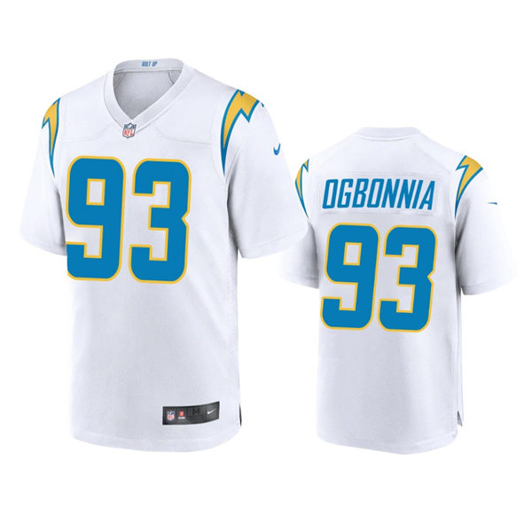 Men's Los Angeles Chargers #93 Otito Ogbonnia White Vapor Limited Player Jersey