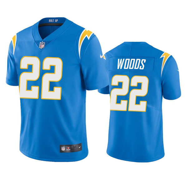 Men's Los Angeles Chargers #22 JT Woods Powder Blue Vapor Limited Player Jersey