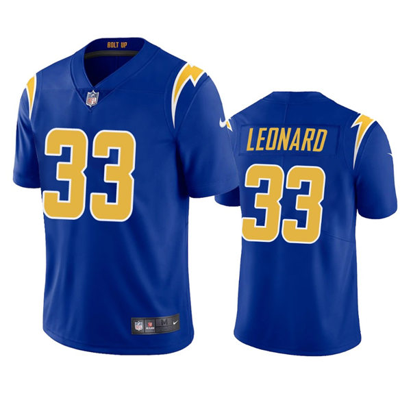 Men's Los Angeles Chargers #33 Deane Leonard Royal Gold 2nd Alternate Vapor Limited Jersey