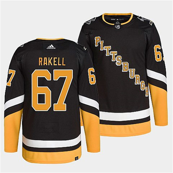 Mens Pittsburgh Penguins #67 Rickard Rakell Adidas Authentic Black 2021-22 Alternate Primegreen Pro Player Jersey