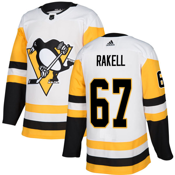 Mens Pittsburgh Penguins #67 Rickard Rakell adidas Away White Player Jersey