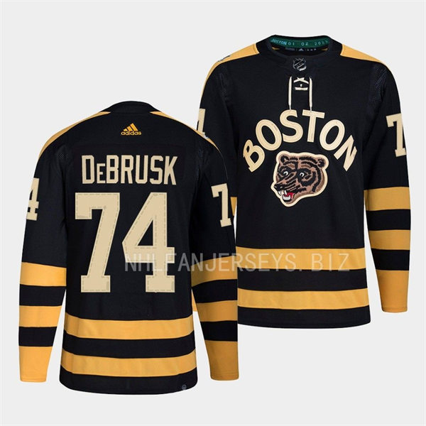 Mens Boston Bruins #74 Jake DeBrusk 2023 Winter Classic Player Jersey Black