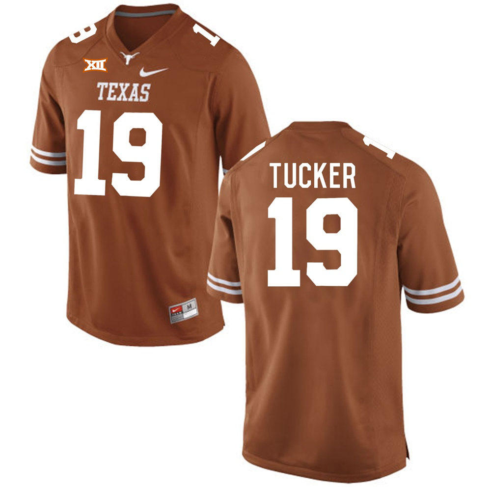Mens Texas Longhorns #19 Justin Tucker Orange Premier College Football Game Jersey