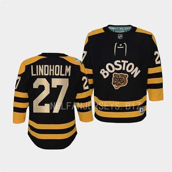 Youth Boston Bruins #27 Hampus Lindholm 2023 Winter Classic Jersey Black 